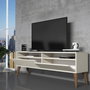 Hanah Home Mueble de TV Crema 150cm Ancho x 30cm Alto x 50cm Profundo Tablero Melamina 18mm Grosor